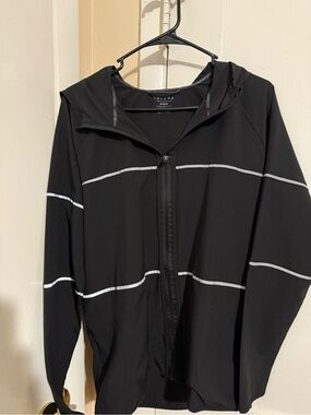 TACKMA Black Hooded Zip-Up Jacket with Reflective Stripes